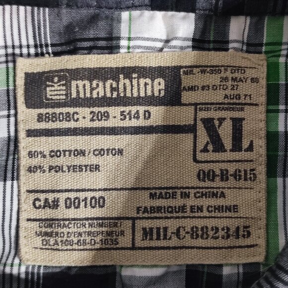 Machine button down shirt men's XL white grey checks western style front decor - Picture 6 of 9